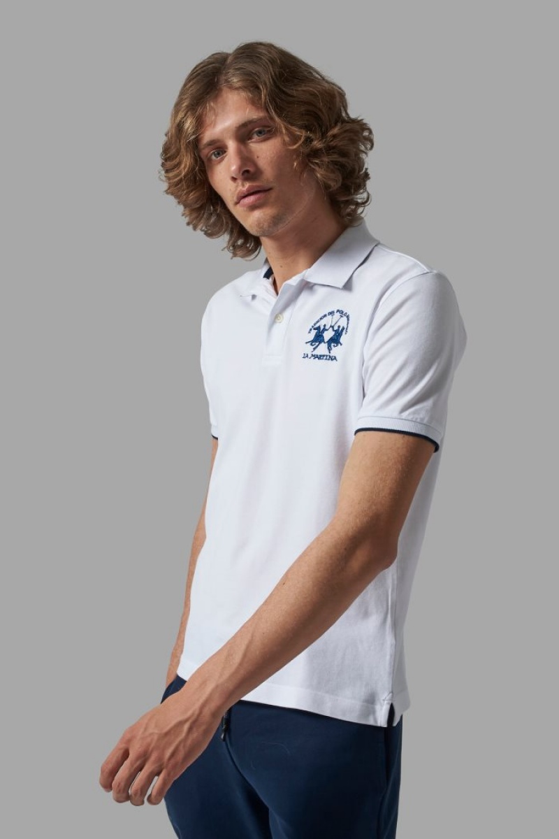 White La Martina Regular-fit Men Polo Shirt USA | PSR-5360