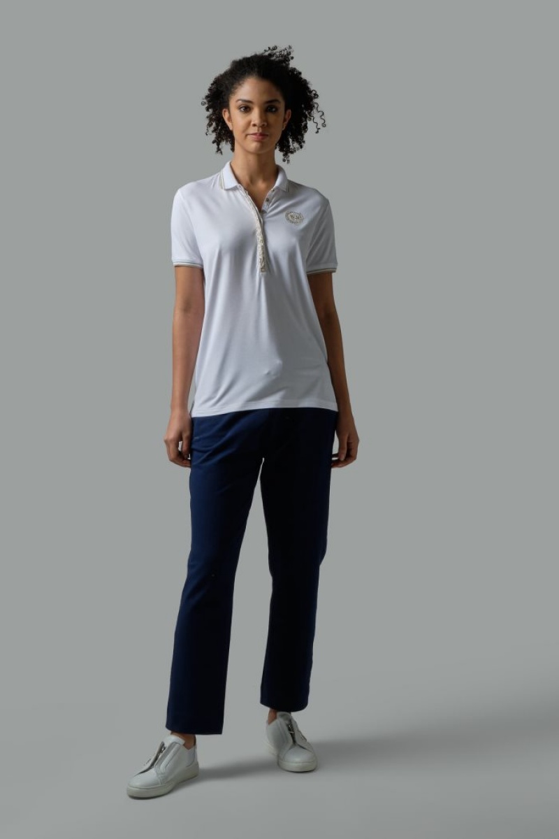 White La Martina Regular-fit Sequin Women Polo Shirt USA | MGY-3927