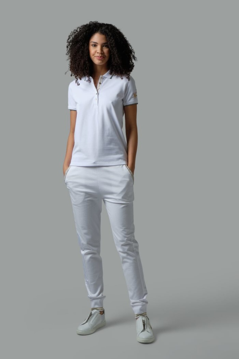 White La Martina Regular-fit Sequin Women Polo Shirt USA | LLE-5941