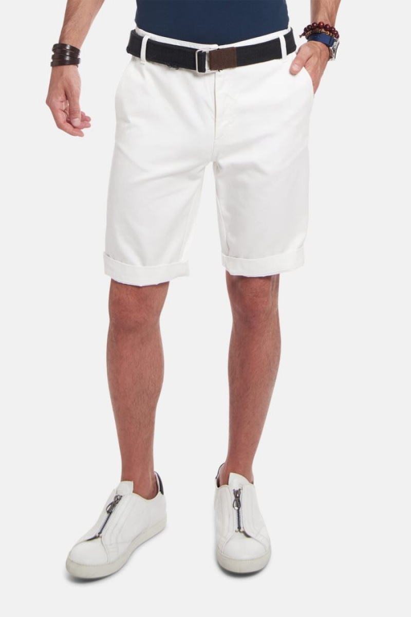 White La Martina Regular-fit Stretch Cotton Men Bermuda Shorts USA | DBZ-8357