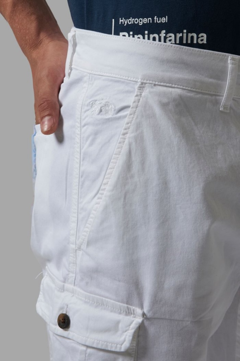 White La Martina Regular-fit Stretch Cotton Men Bermuda Shorts USA | OTO-5344