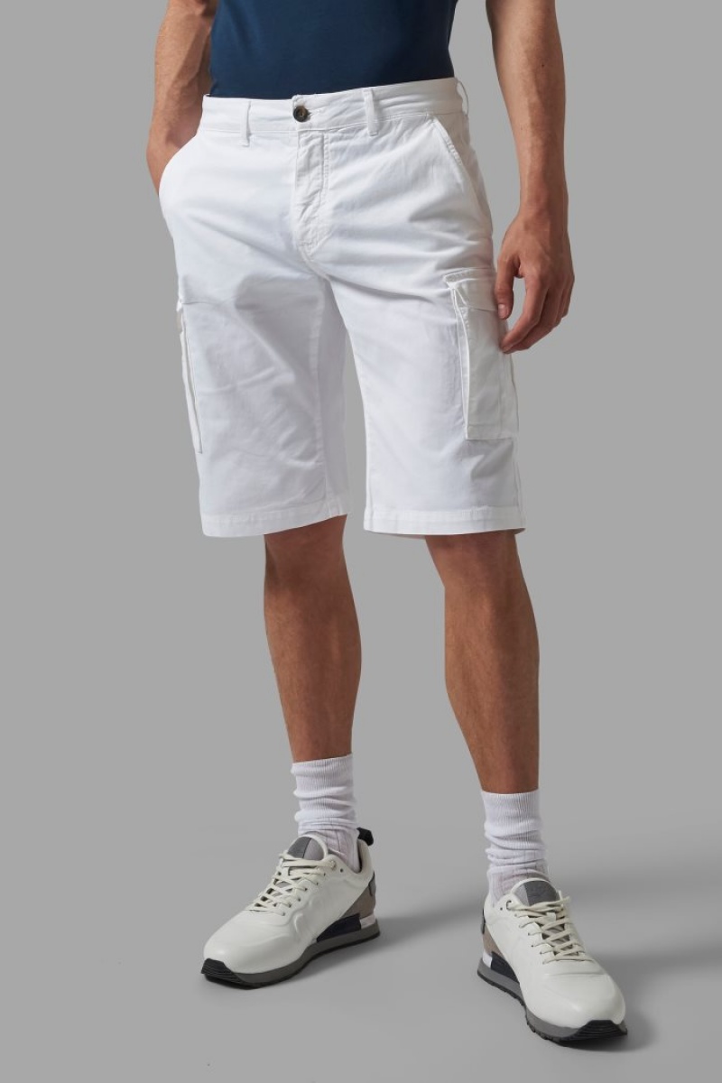 White La Martina Regular-fit Stretch Cotton Men Bermuda Shorts USA | OTO-5344