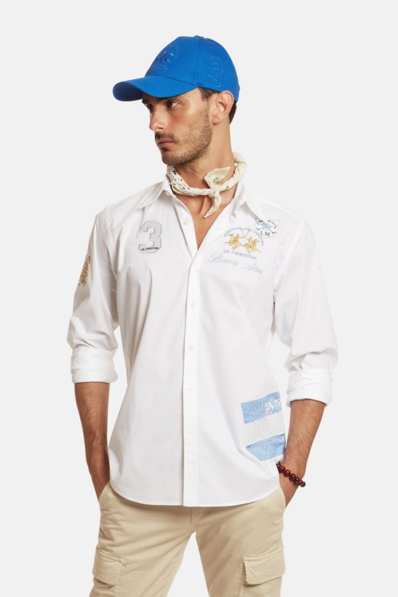 White La Martina Regular-fit Stretch Cotton Men Shirts USA | KJP-3262