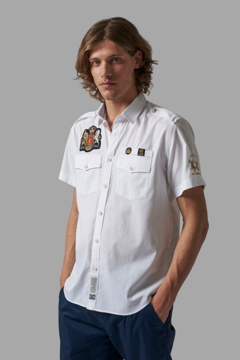 White La Martina Regular-fit Stretch Cotton Men Shirts USA | SBS-9185