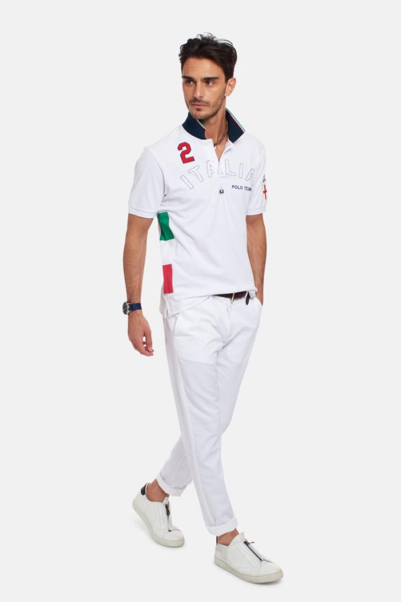 White La Martina Short-sleeved Regular Fit Men Polo Shirt USA | FIF-8974