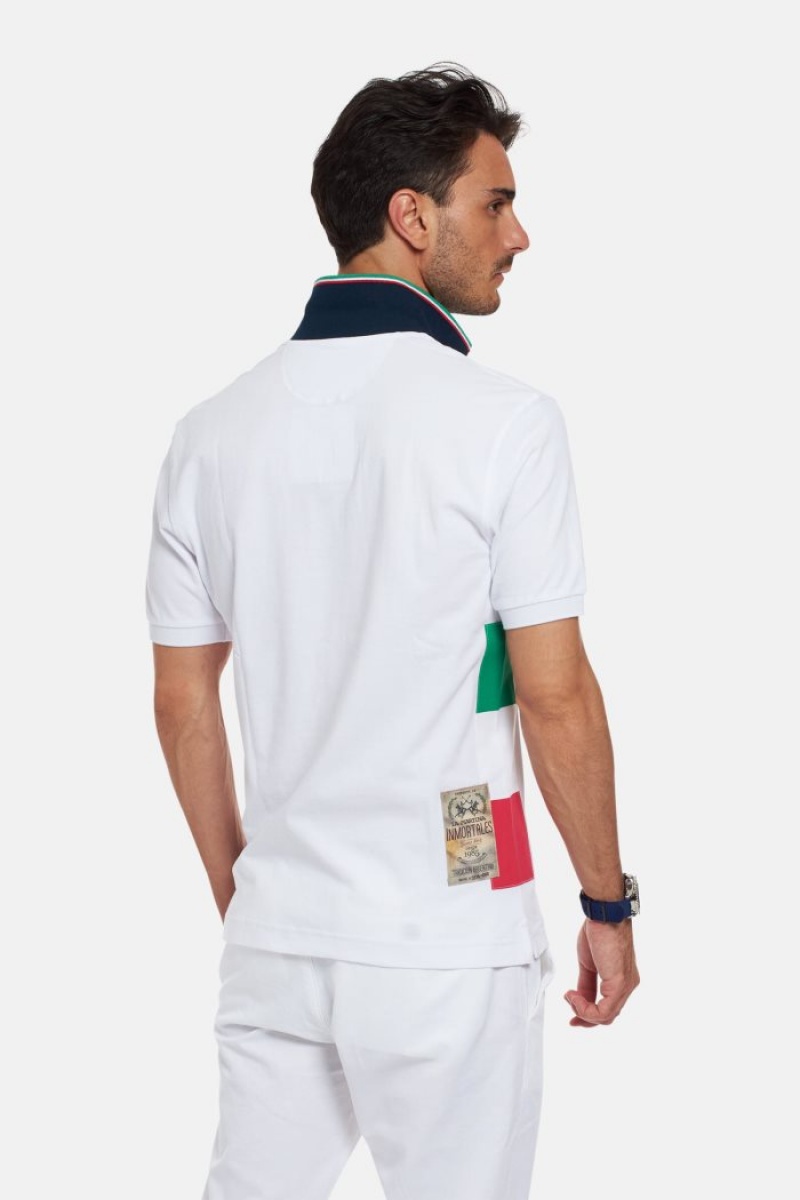 White La Martina Short-sleeved Regular Fit Men Polo Shirt USA | FIF-8974