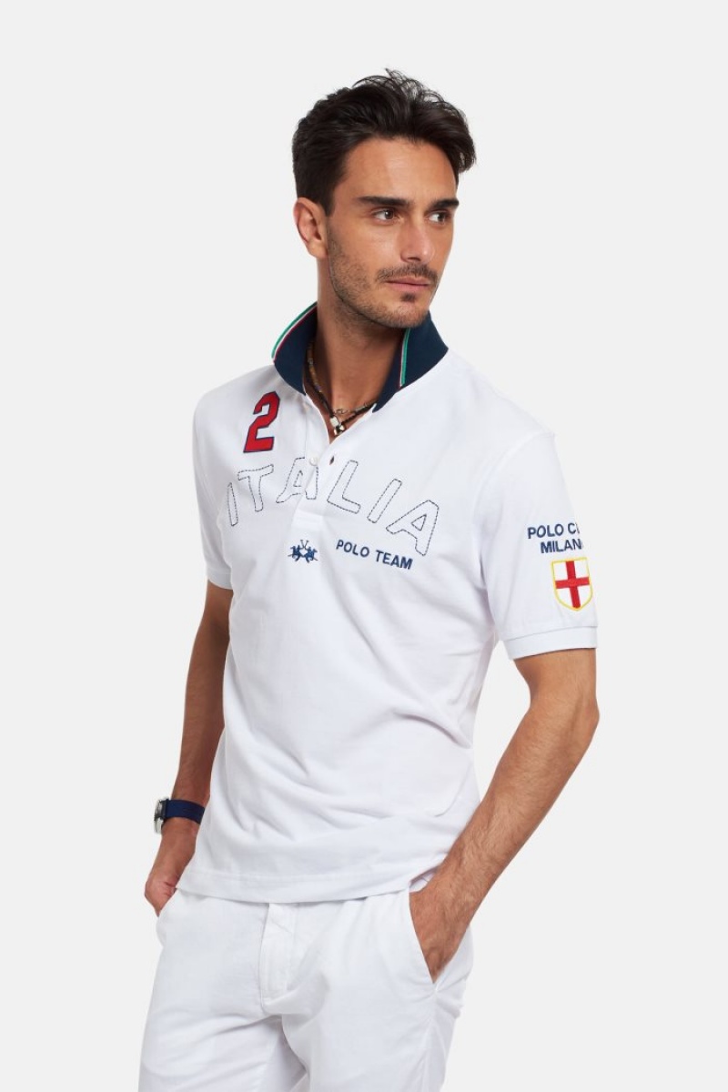 White La Martina Short-sleeved Regular Fit Men Polo Shirt USA | FIF-8974