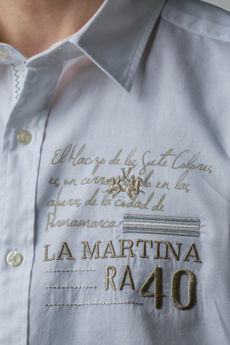 White La Martina Slim-fit 100% Cotton Men Shirts USA | TVR-8007