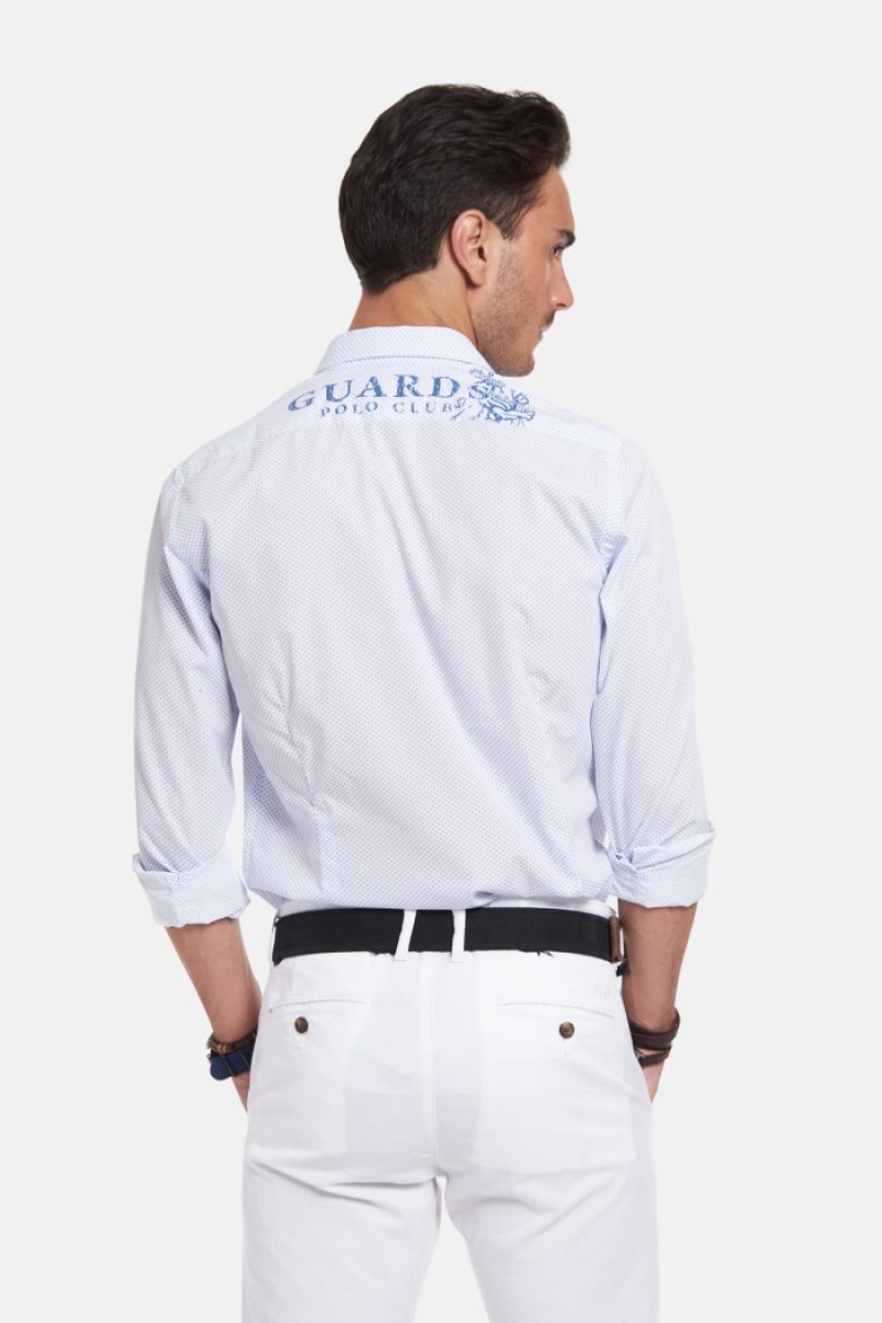 White La Martina Slim-fit 100% Cotton Men Shirts USA | RJE-5103