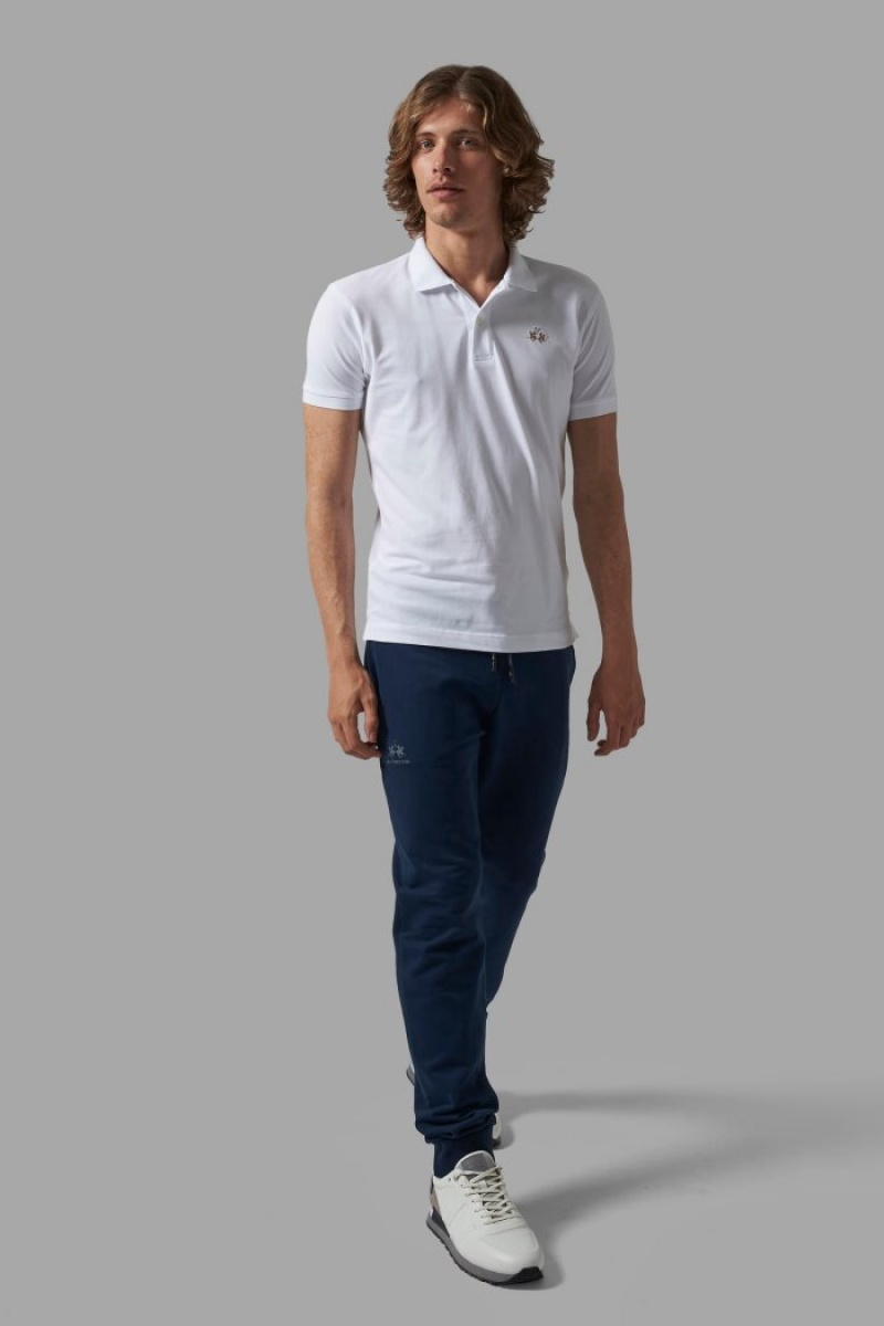 White La Martina Slim-fit Men Polo Shirt USA | CPT-6996