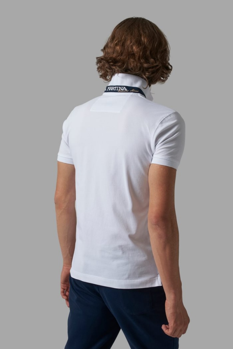 White La Martina Slim-fit Men Polo Shirt USA | CPT-6996