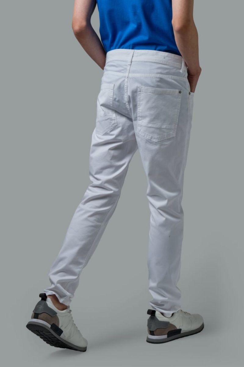 White La Martina Slim-fit Stretch Cotton Men Trousers USA | WER-4008