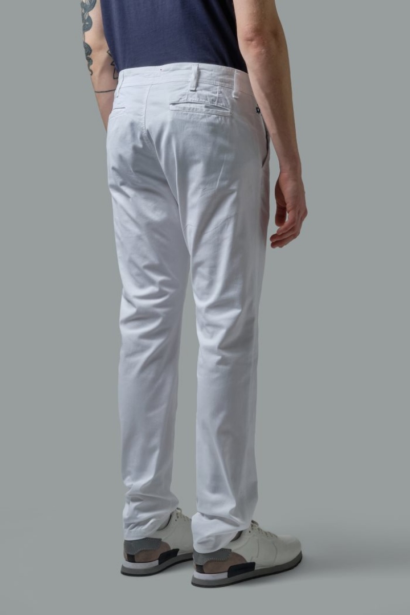 White La Martina Slim-fit Stretch Cotton Men Trousers USA | QRE-2439