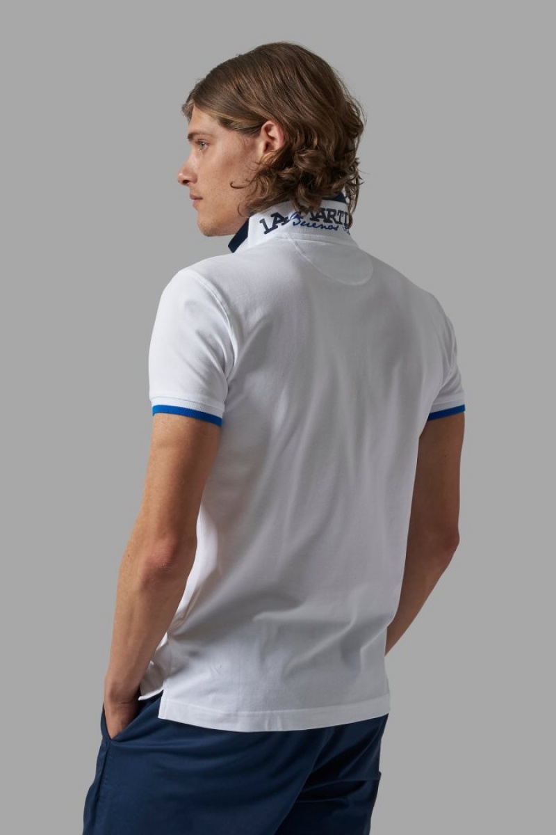 White La Martina Slim-fit Stretch Piqué Men Polo Shirt USA | GNG-3629