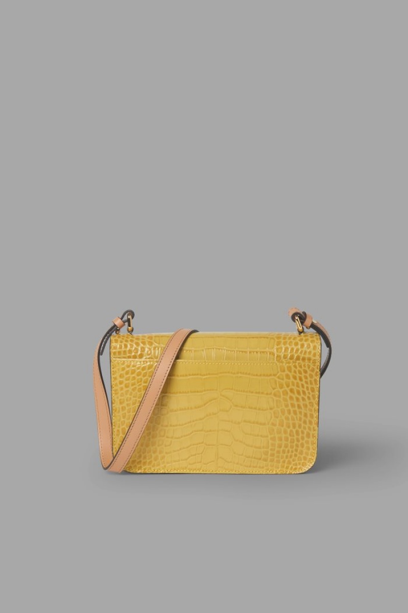 Yellow La Martina Crocodile-print Leather Women Bags USA | DIU-3965