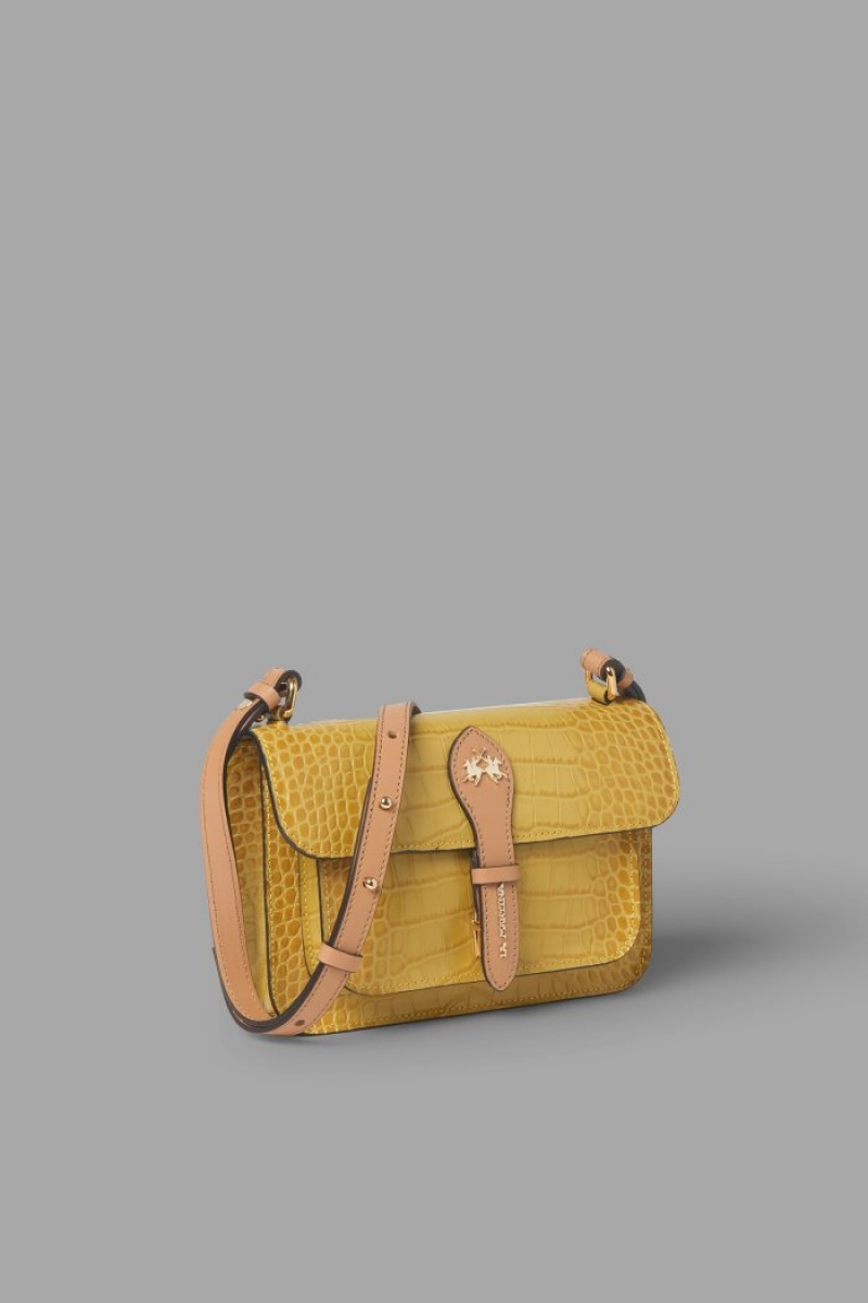 Yellow La Martina Crocodile-print Leather Women Bags USA | DIU-3965