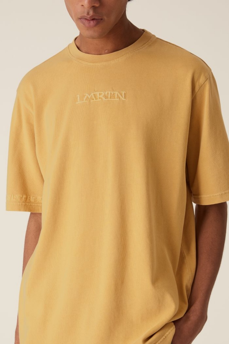 Yellow La Martina LMRTN Basic T Shirts USA | ZAX-4190