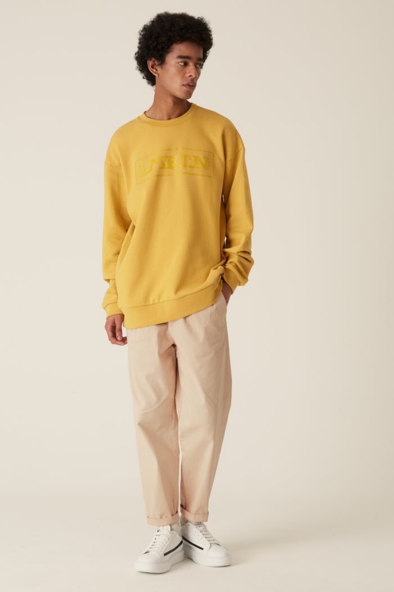 Yellow La Martina LMRTN Crew-neck Sweatshirt USA | BVA-0665