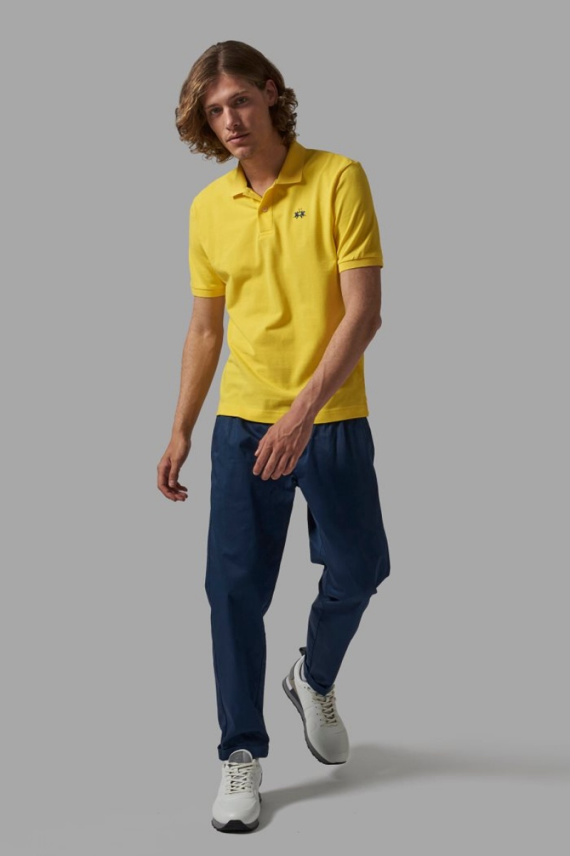 Yellow La Martina Regular-fit Classic Piqué Men Polo Shirt USA | AFC-4433