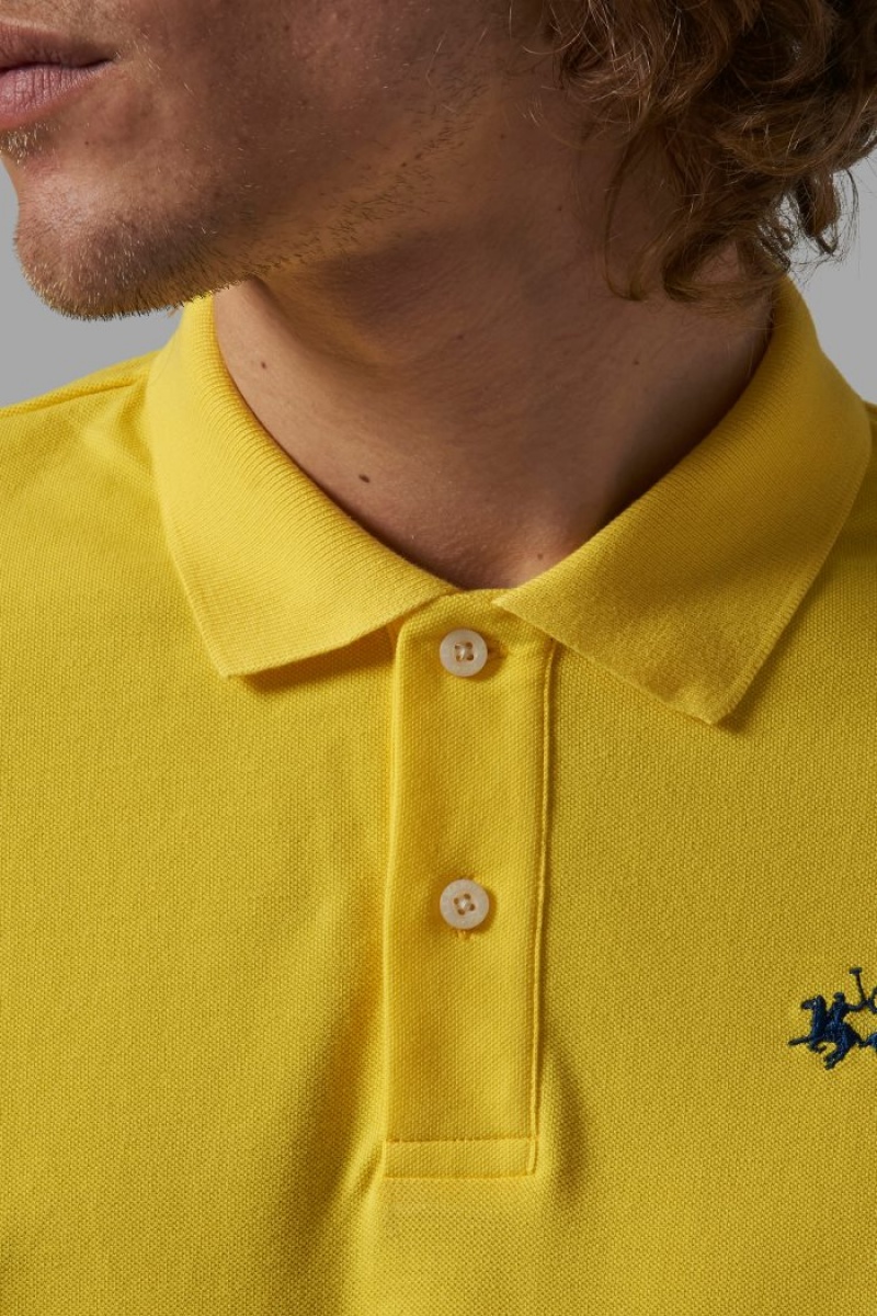 Yellow La Martina Regular-fit Classic Piqué Men Polo Shirt USA | AFC-4433