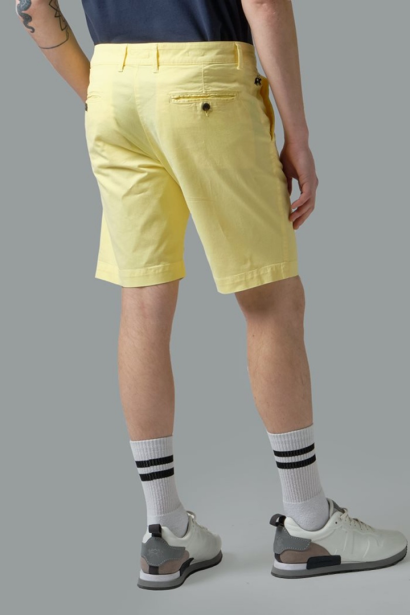 Yellow La Martina Regular-fit Stretch Cotton Men Bermuda Shorts USA | DEQ-8327