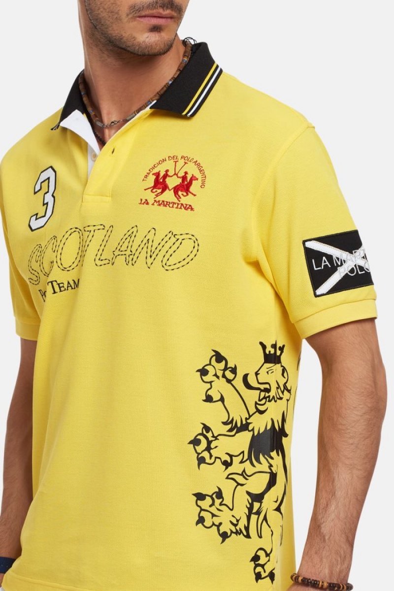 Yellow La Martina Short-sleeved Regular Fit Men Polo Shirt USA | UUR-7946