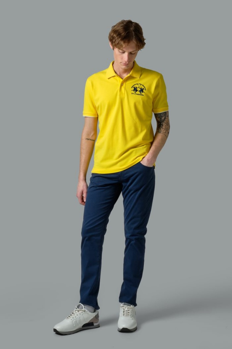 Yellow La Martina Short-sleeved Regular Fit Men Polo Shirt USA | AEN-0566