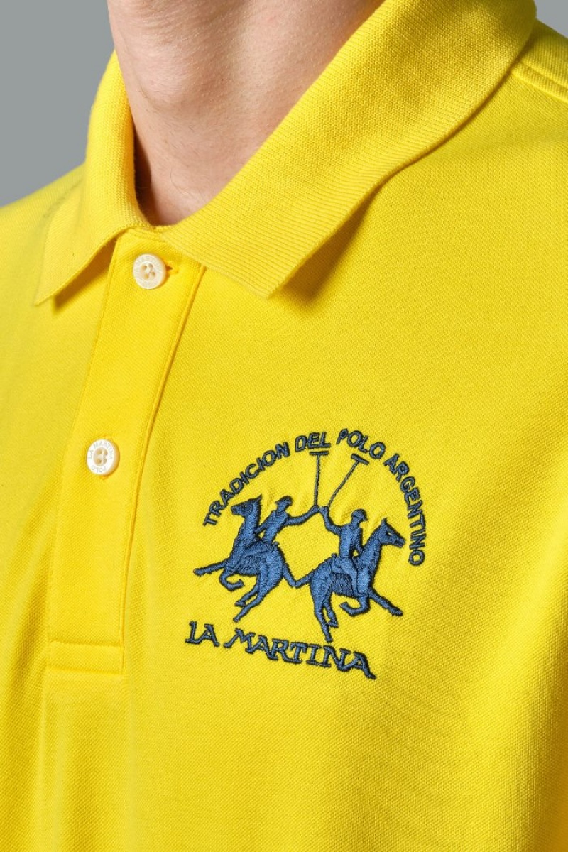 Yellow La Martina Short-sleeved Regular Fit Men Polo Shirt USA | AEN-0566