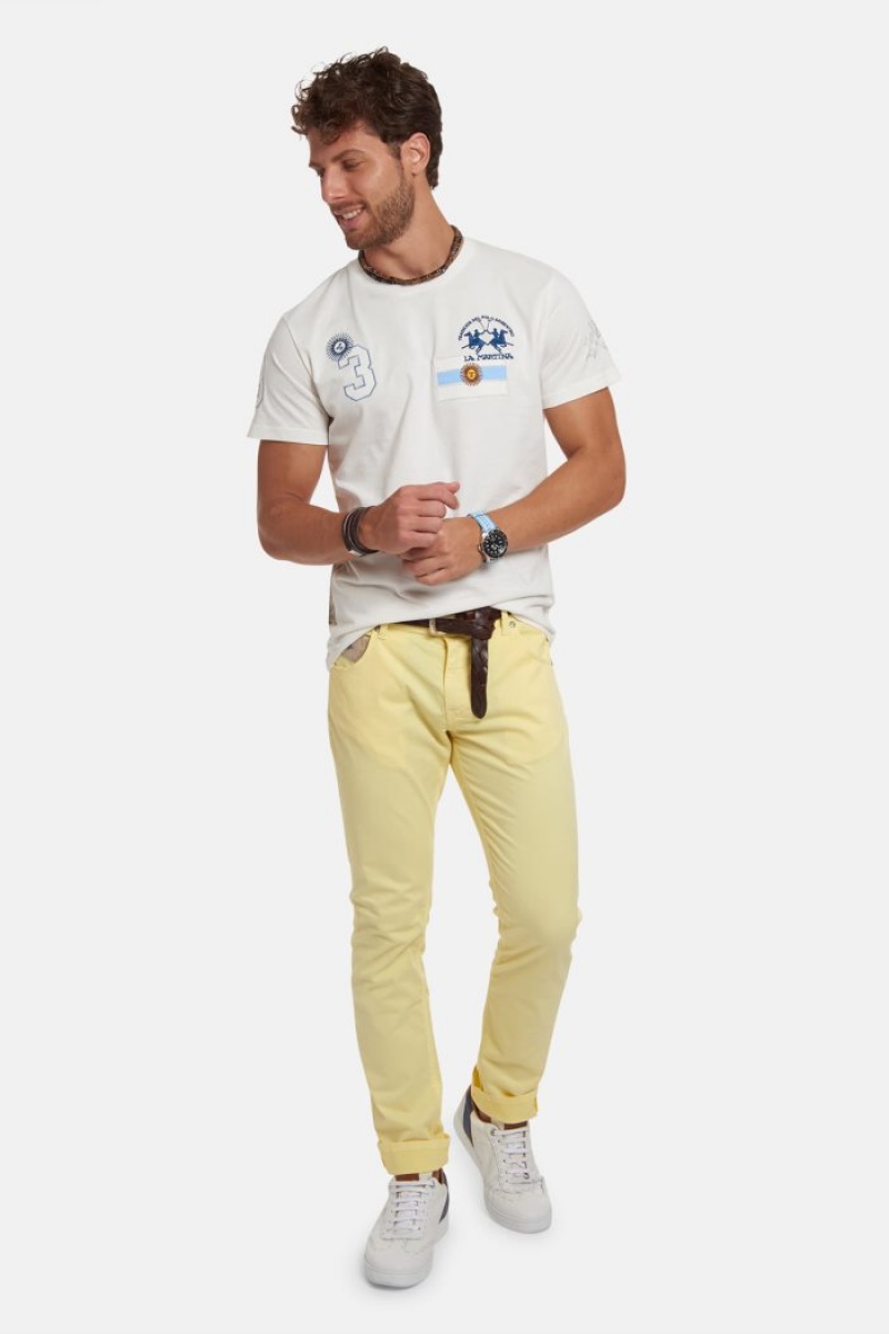 Yellow La Martina Slim-fit Stretch Cotton Men Trousers USA | KYQ-3531