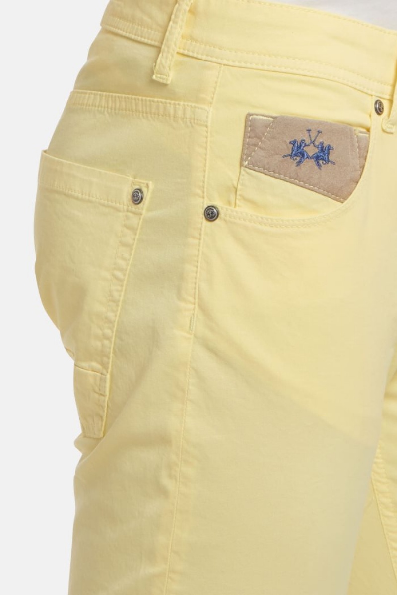 Yellow La Martina Slim-fit Stretch Cotton Men Trousers USA | KYQ-3531