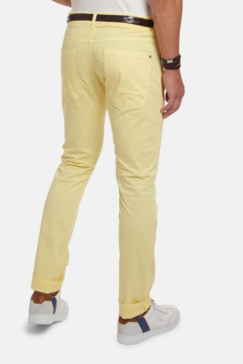 Yellow La Martina Slim-fit Stretch Cotton Men Trousers USA | KYQ-3531