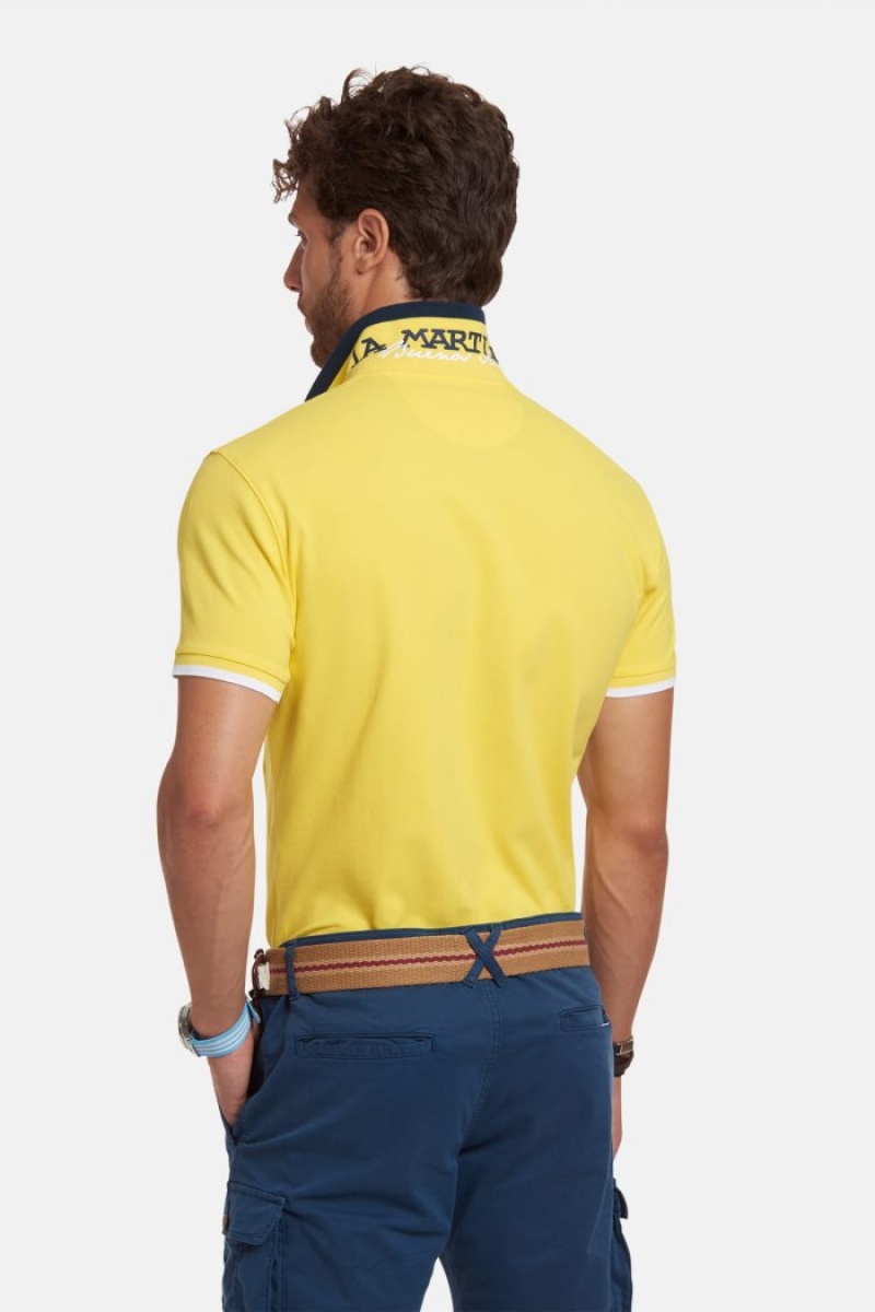 Yellow La Martina Slim-fit Stretch Piqué Men Polo Shirt USA | OXF-2804