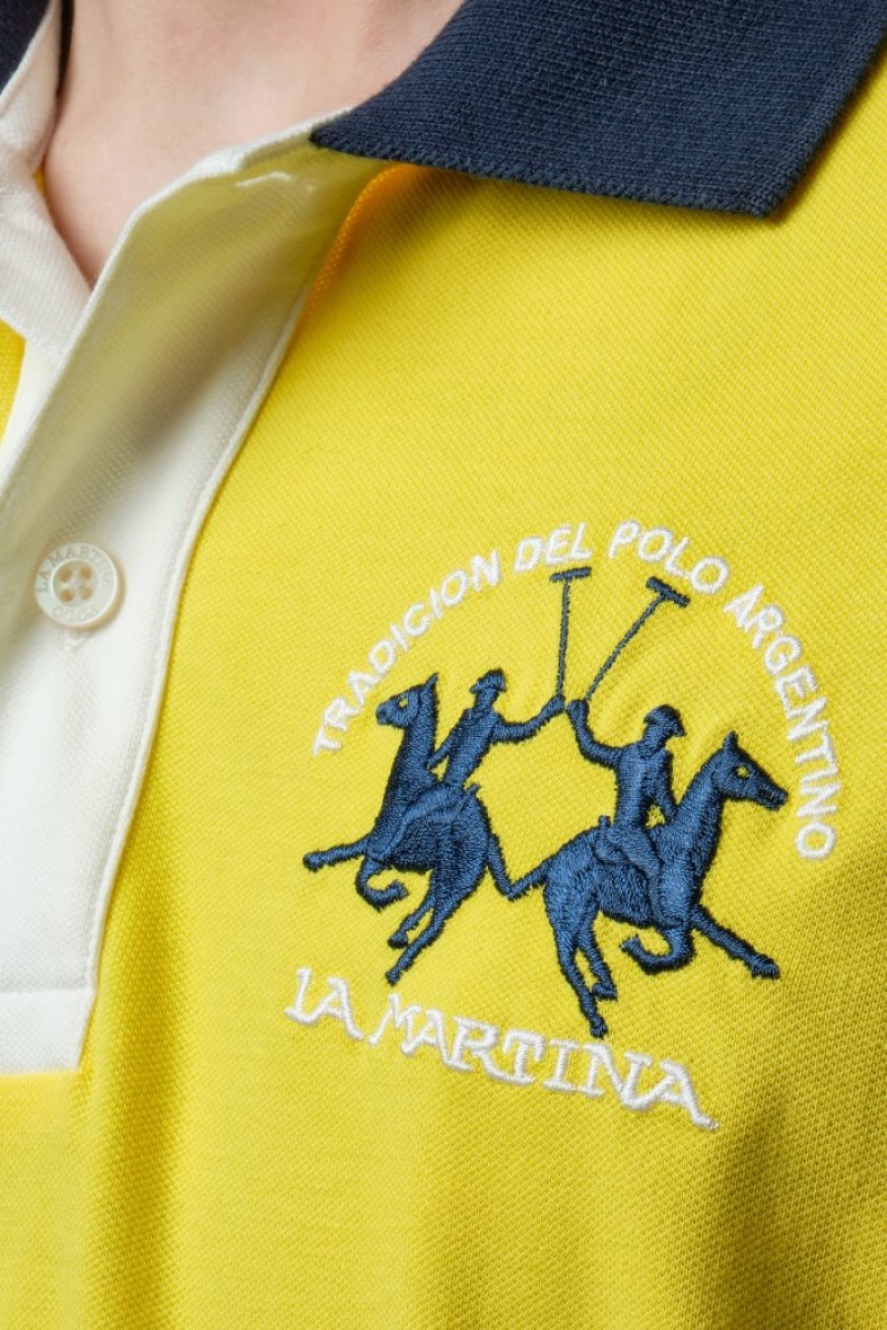 Yellow La Martina Slim-fit Stretch Piqué Men Polo Shirt USA | HSU-1290