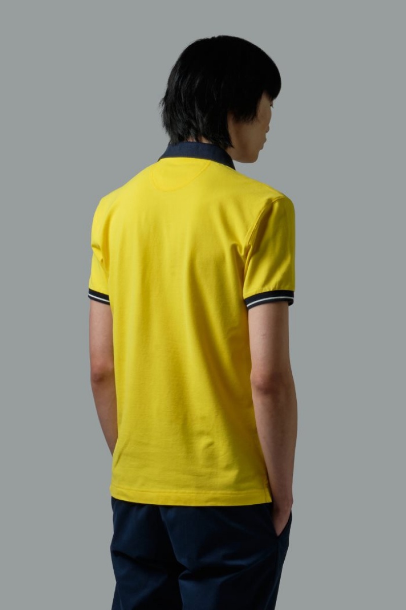 Yellow La Martina Slim-fit Stretch Piqué Men Polo Shirt USA | HSU-1290