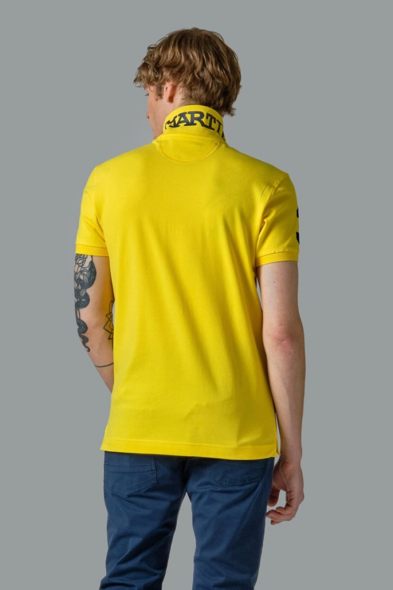 Yellow La Martina Slim-fit Stretch Piqué Men Polo Shirt USA | CNC-2130