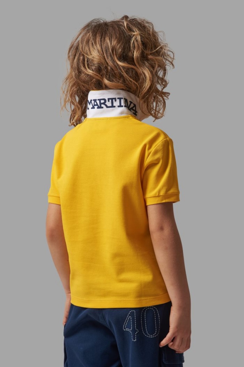 Yellow / White La Martina Classic Cotton Kids Polo Shirt USA | RMZ-1330